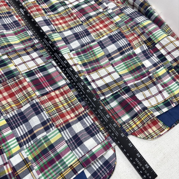 Nautica Mens Madras Patchwork  Brielle Blazer Jacket Size 44L Cotton Preppy - Picture 11 of 13
